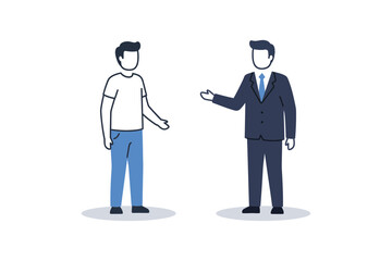 Professional Businessman Consulting with Casual Man Vector Illustration