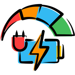 Fast Charging Hand Drawn Color icon