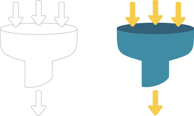 business sales marketing funnel icon, flat data filter vector design