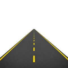 Long straight asphalt road with yellow markings extending forward