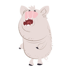 Yelling pig character cartoon