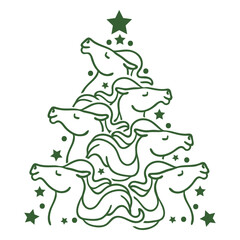 Cute horses christmas tree christmas