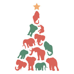 Cute elephants christmas tree