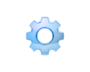 Blue metallic gear isolated on transparent background