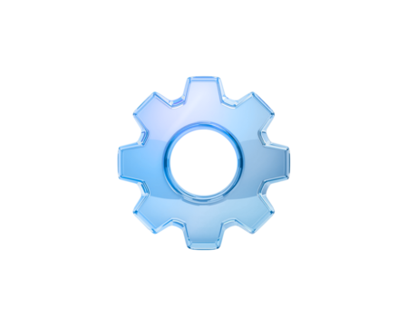 Blue metallic gear isolated on transparent background