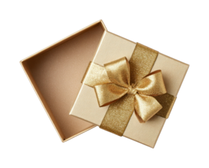 PNG Elegant gold gift box design.