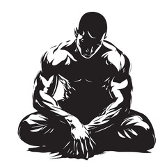 silhouette of a man sitting on the floor