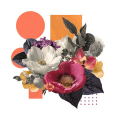 Fototapeta premium PNG Vintage floral geometric illustration