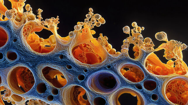 Abstract macro image of porous material in intricate detail