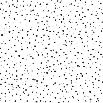 Black ink dots seamless pattern, sketch hand drawn random polka dot background. Vector illustration