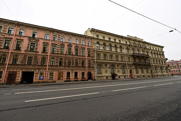 Old buildings on Glinka Street in Saint Petersburg.