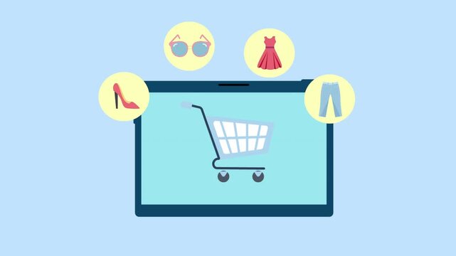 Animated E-commerce Concept for Online Fashion Shopping on a Tablet.