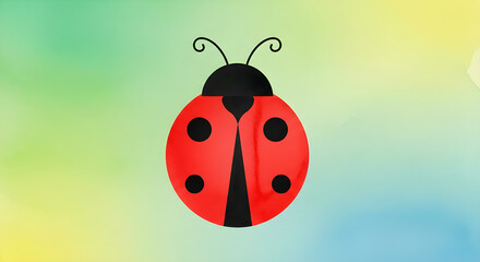 Naklejka premium Colorful ladybug illustration on vibrant gradient background