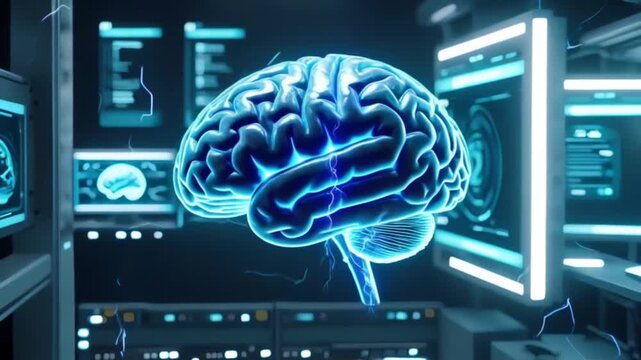Futuristic Brain Technology and Artificial Intelligence Concept.