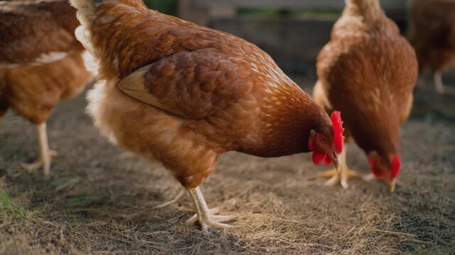 free range chicken on farm