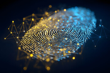 Creative digital fingerprint design with glowing elements representing identity and technology