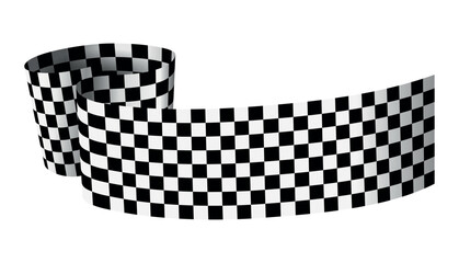 An illustration of a waving racing checkered flag used in sporting events and competitions, emphasizing the spirit of competition