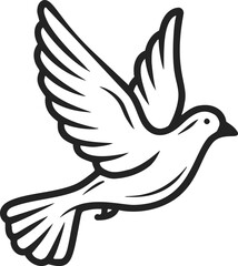 Obraz premium Dove sketch hand drawn flying bird with spread wings. Vector illustration