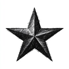Detailed engraved star illustration with bold shading and textured engraving creating a vintage graphic look