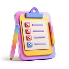 Colorful Checklist and Pencil on Clipboard for Organization and Planning