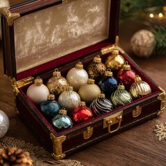 A treasure chest of ornate Christmas baubles, each a unique work of art, awaits to adorn a festive tree