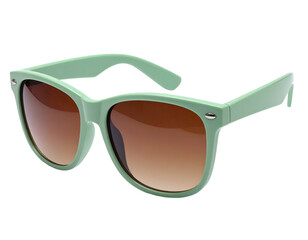 Mint-framed sunglasses with tinted lenses against black