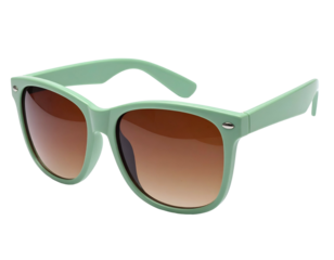 Mint-framed sunglasses with tinted lenses against black