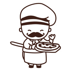Cute chef with pizza stroke