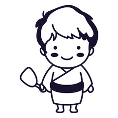 Cute japanese man traditional stroke