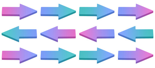 A seamless, continuous arrow with a smooth gradient transitioning from  pale pink through purple to green