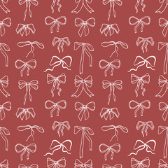 Fancy pattern with ribbons on red background