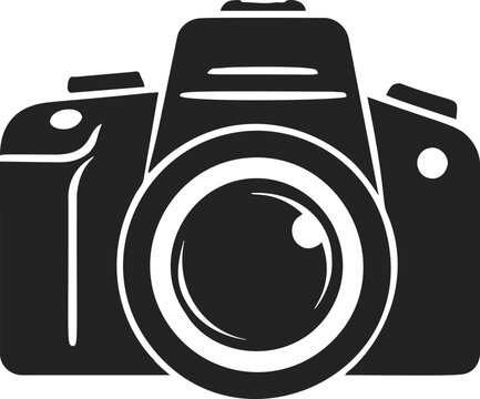 Camera icon sketch hand drawn style with bold lens and simple details. Vector illustration