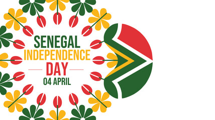 Simple and modern Senegal Independence Day banner design on white background, perfect for celebrating freedom and unity