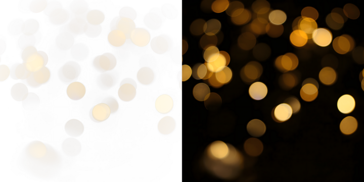 Golden bokeh lights isolated on dark background for festive transparent overlay effect, abstract circular green bokeh background, green nature spring and nature light in blurred style, defocused PNG - Powered by Adobe