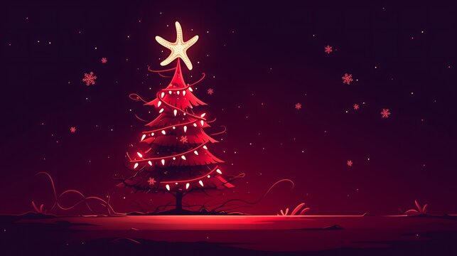 Christmas tree in style of horror fantasy adventure theme, stranger carnivorous plant starfish