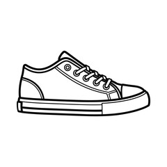 Simple hand drawn outline sketch of a classic canvas low top sneaker shoe