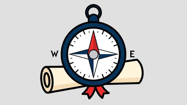 Compass and Scroll Symbolizing Guidance and Achievement.