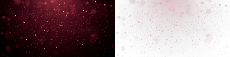 Red Bokeh, glitter dust overlay with a shimmering bokeh effect on a transparent PNG background,...
