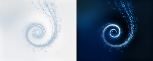 Glowing blue spiral light effect with sparkling particles as isolated transparent overlay in PNG format, Blue particles, dust light