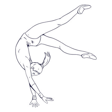Female gymnast character hand drawn