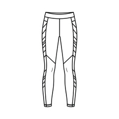 Fashion illustration of athletic leggings with seam details and paneling