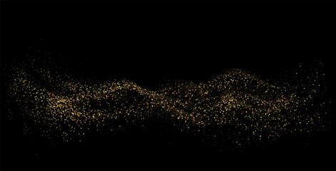 Vector Abstract Shiny Gold Glitter design element. Gold Glitter Dust. For New Year, Merry Christmas, Birthday and Wedding greeting card and invitation. Luxury Background design