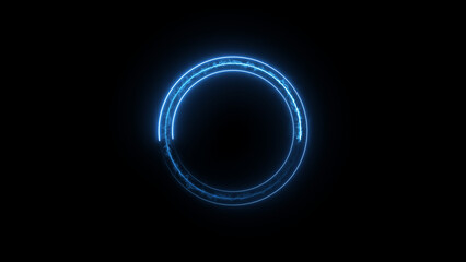 Glowing blue circle frame background illustration.	
