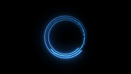 Glowing blue circle frame background illustration.	
