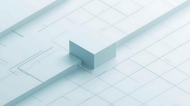 Minimalist abstract background featuring light blue geometric blocks and grid lines. - Powered by Adobe