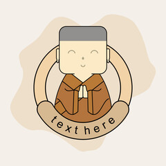 Cartoon illustration of monk. Vector illustration. EPS 10.