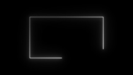 4k Abstract neon glowing frame rectangle illustration in cyan and blue color 4k illustration. neon Rectangle icon illustration. on a black background.	