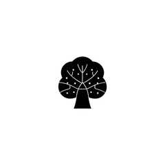 Illustration of a stylized tree with rounded crown shape on transparent background