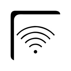 Illustration of wifi signal in corner black and white art on transparent background