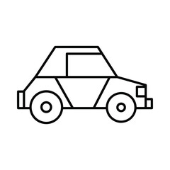 Simple outline drawing of a small car with a convertible top
